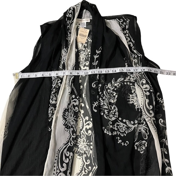 Cold Water Creek Butterfly Sheer Scarf Black & White Floral Scarf Arm Holes NWT - Picture 10 of 10